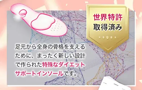 世界特許取得済みの特殊パットを採用しているダイエットサポートソール!